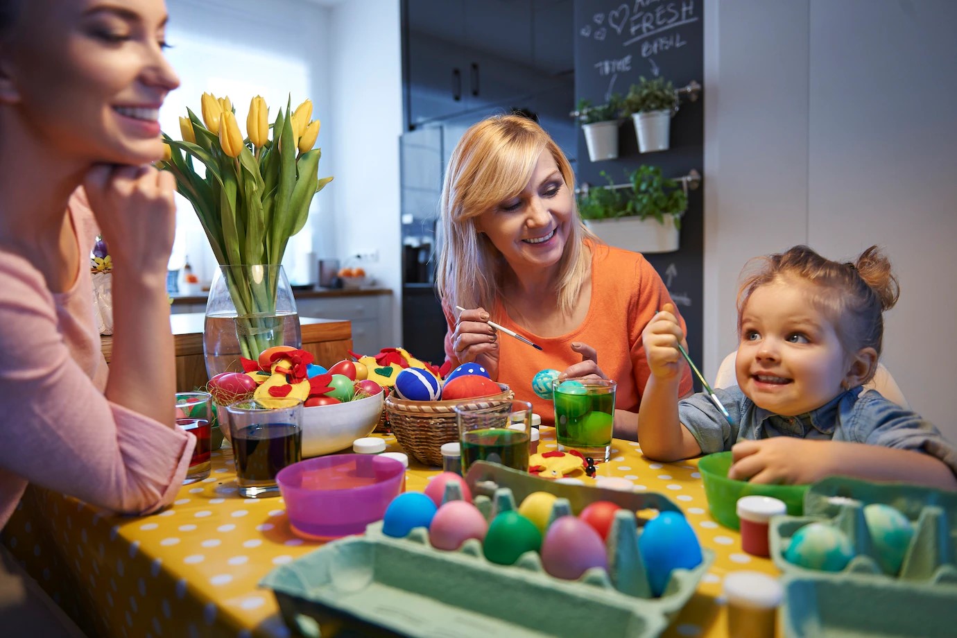 Family Celebrating Easter